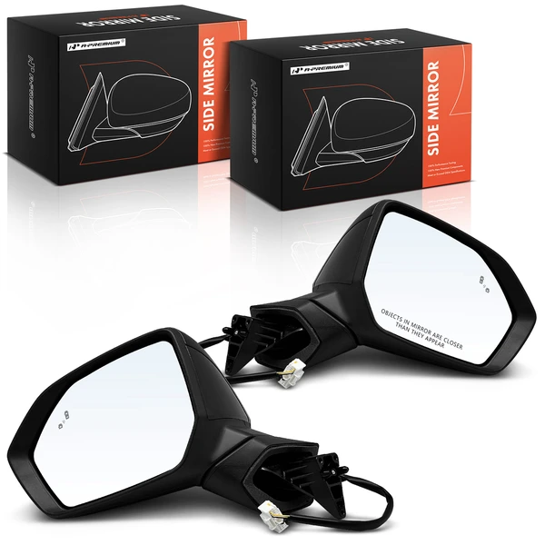 Driver & Passenger Mirror, with Heating, Power Adjustment, Manual Folding, Black A-Premium APMI2475
