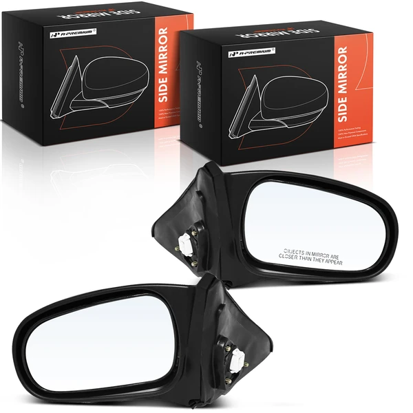 Driver & Passenger Mirror, Power Adjustment, Manual Folding, Black A-Premium APMI2576TW
