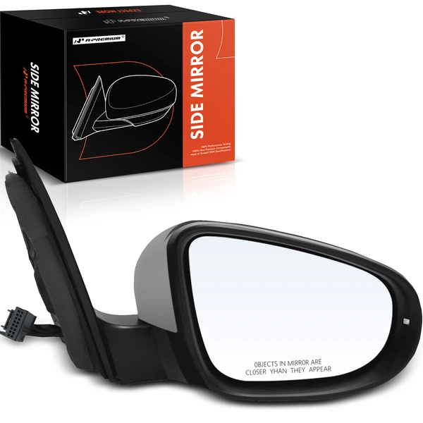 2010-2014 Volkswagen GTI Right Passenger Side Mirror, with Heating, Power Adjustment, Power Folding, Primed Gray A-Premium APMI893TW