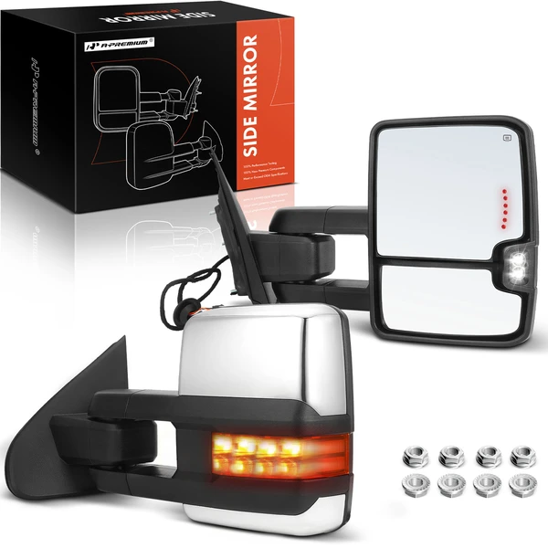 Driver & Passenger Mirror, Powered, with Heated, Chrome A-Premium APMI394