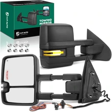 Driver & Passenger Towing Mirror Assembly, with Heating, Power Adjustment, Manual Folding, Textured Black YHT Auto YHTMI0026