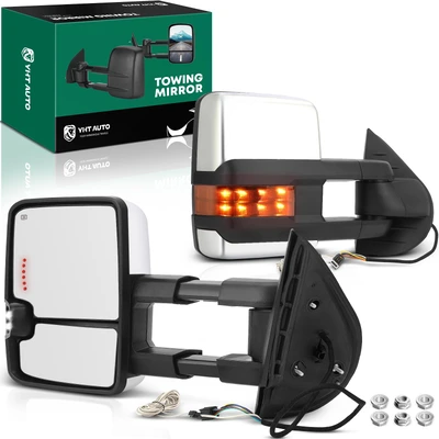 2 Pcs Chrome Powered Heated Towing Mirror Assembly