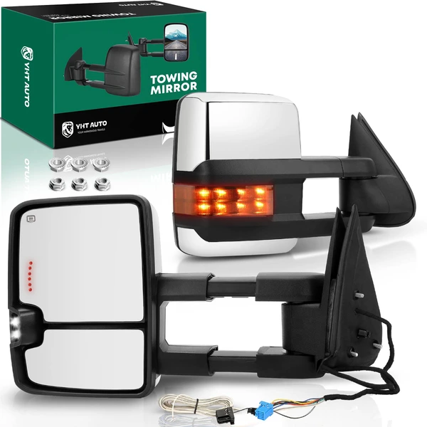 Driver & Passenger Towing Mirror Assembly, Powered, with Heated, Chrome YHT Auto YHTMI0012