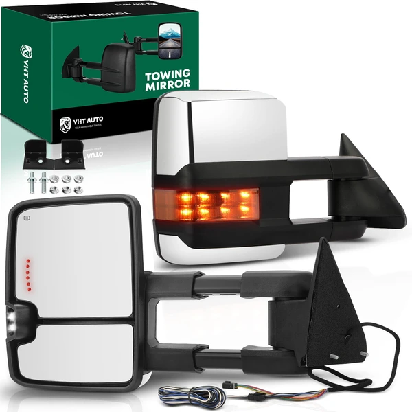 1988-2000 GMC C3500 Driver & Passenger Towing Mirror Assembly, Powered, with Heated, Chrome YHT Auto YHTMI0016