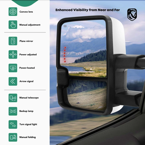 1988-2000 GMC C3500 Driver & Passenger Towing Mirror Assembly, Powered, with Heated, Chrome YHT Auto YHTMI0016