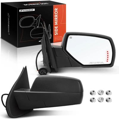 2 Pcs Textured Black Powered Heated Mirror Assembly