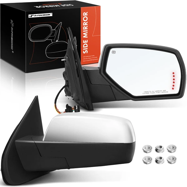 2015-2018 GMC Sierra 2500 HD Driver & Passenger Mirror, Powered, with Heated, Chrome A-Premium APMI412