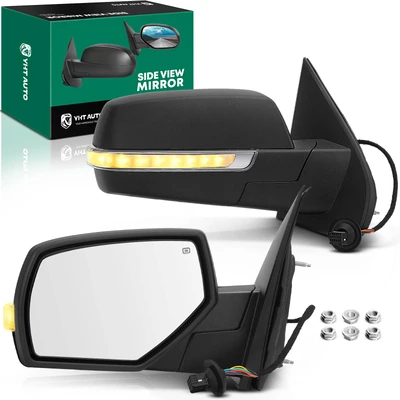 2 Pcs Textured Black Powered Heated Mirror Assembly