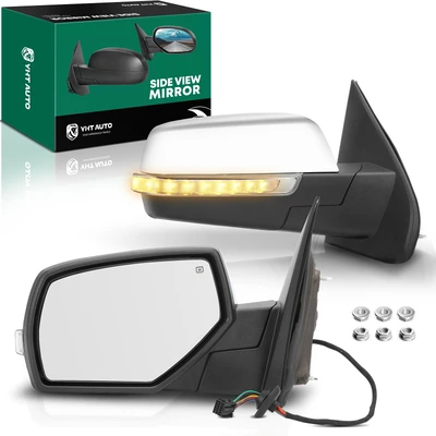 2015-2018 GMC Sierra 3500 HD Driver & Passenger Mirror Assembly, with Heating, Power Adjustment, Manual Folding, Chrome YHT Auto YHTMI0006