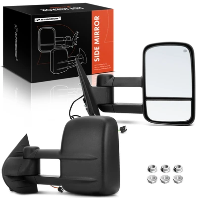 2 Pcs Textured Black Powered Heated Towing Mirror Assembly