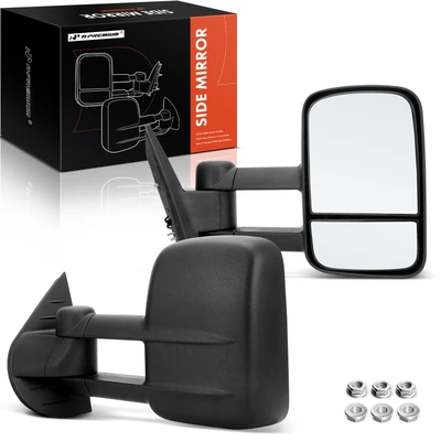 2 Pcs Textured Black Manual Towing Mirror Assembly