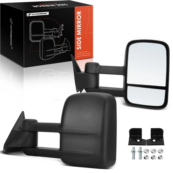 1988-1999 Chevrolet C2500 Driver & Passenger Mirror, Manual 1988-1999 Chevrolet C2500, Textured Black A-Premium APMI423