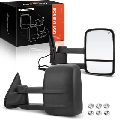 2 Pcs Textured Black Powered Heated Towing Mirror Assembly