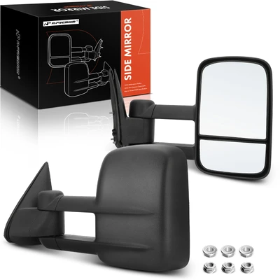 2 Pcs Textured Black Manual Towing Mirror Assembly