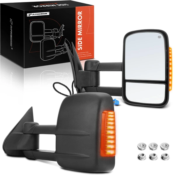 2003-2006 Chevrolet Silverado 1500 Driver & Passenger Mirror, Powered, with Heated, Textured Black A-Premium APMI428
