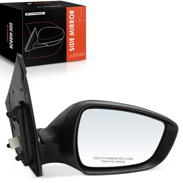 Right Passenger Side Mirror, with Heating, Power Adjustment, Manual Folding, Smooth Black A-Premium APMI894TW