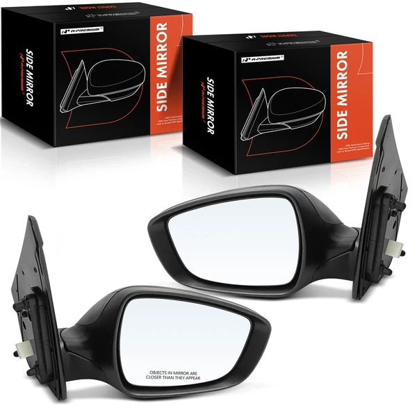 Driver & Passenger Mirror, with Heating, Power Adjustment, Manual Folding, Smooth Black A-Premium APMI895TW