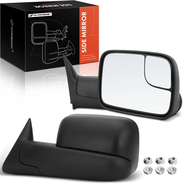Driver & Passenger Mirror, Manual, Textured Black A-Premium APMI432