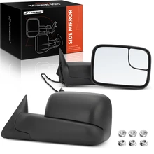 2 Pcs Textured Black Powered Mirror Assembly