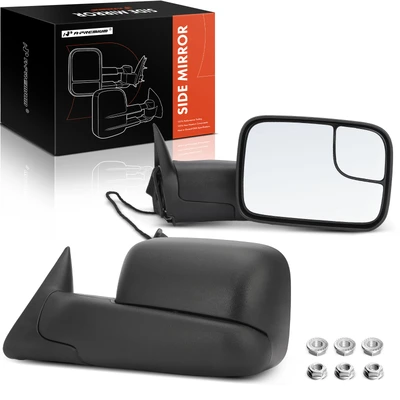 2 Pcs Textured Black Powered Mirror Assembly