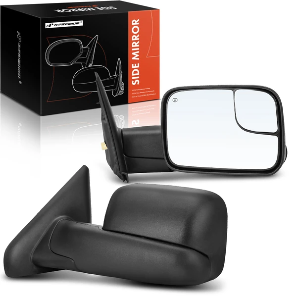 2002-2008 Dodge Ram 1500 Driver & Passenger Mirror, Powered, with Heated, Textured Black A-Premium APMI436
