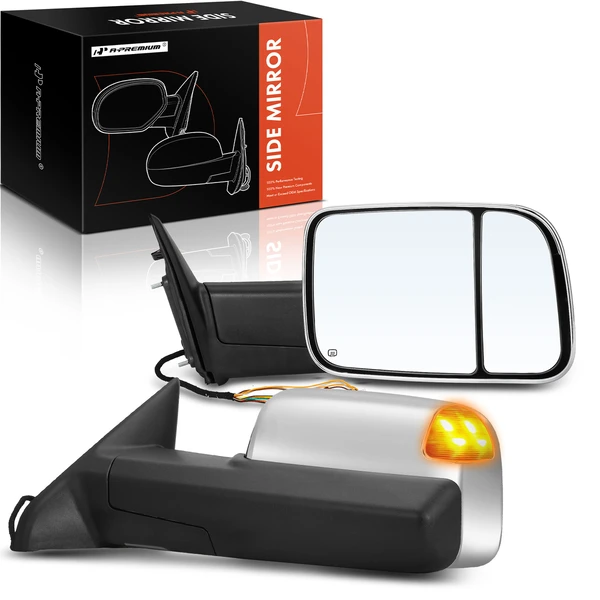 2009-2010 Dodge Ram 1500 Driver & Passenger Mirror, Powered, with Heated, Chrome A-Premium APMI440