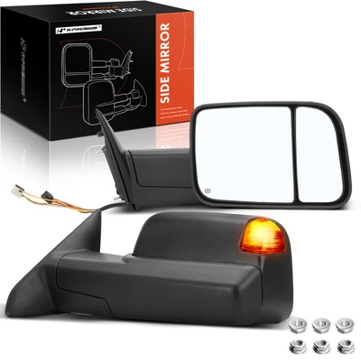 2 Pcs Textured Black Powered Heated Mirror Assembly