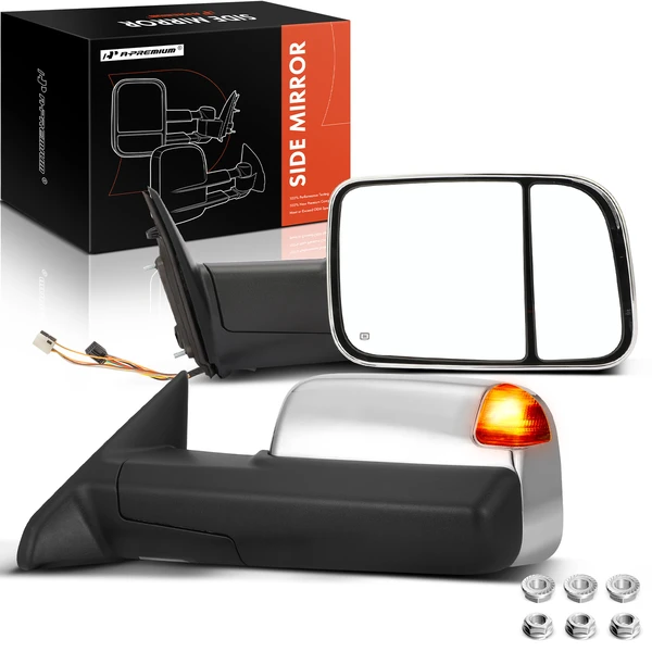 2013-2018 Ram 2500 Driver & Passenger Mirror, Powered, with Heated, Chrome A-Premium APMI442