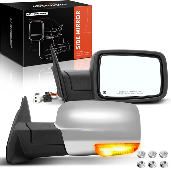 2010 Dodge Ram 2500 Driver & Passenger Mirror, Powered, with Heated, Chrome A-Premium APMI446