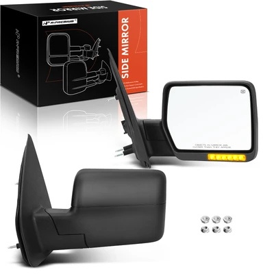 2 Pcs Textured Black Powered Heated Mirror Assembly
