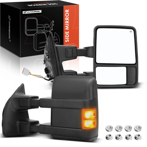 1999-2007 Ford F-250 Super Duty Driver & Passenger Mirror, Powered, with Heated, Textured Black A-Premium APMI453