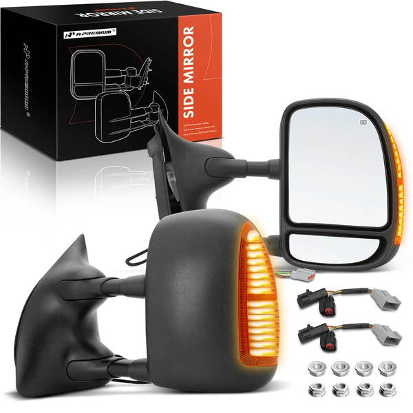 1999-2007 Ford F-250 Super Duty Driver & Passenger Mirror, Powered, with Heated, Textured Black A-Premium APMI455
