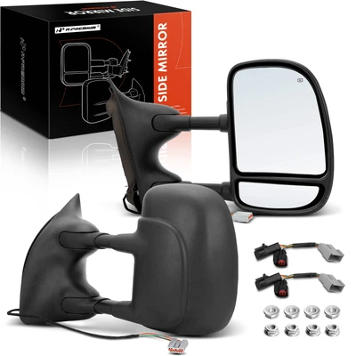 2 Pcs Textured Black Powered Heated Towing Mirror Assembly