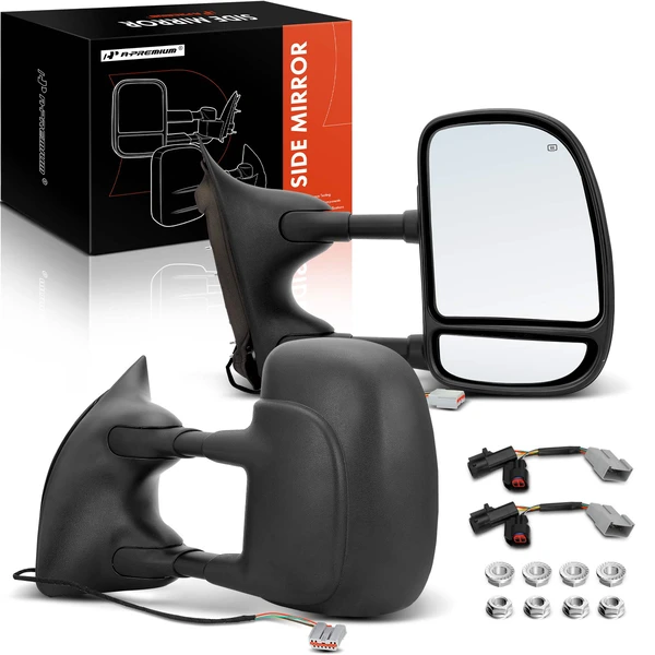 1999-2007 Ford F-250 Super Duty Driver & Passenger Mirror, Powered, with Heated, Textured Black A-Premium APMI456