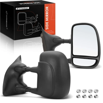 2 Pcs Textured Black Manual Towing Mirror Assembly