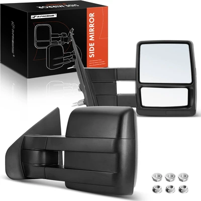 2 Pcs Textured Black Manual Towing Mirror Assembly