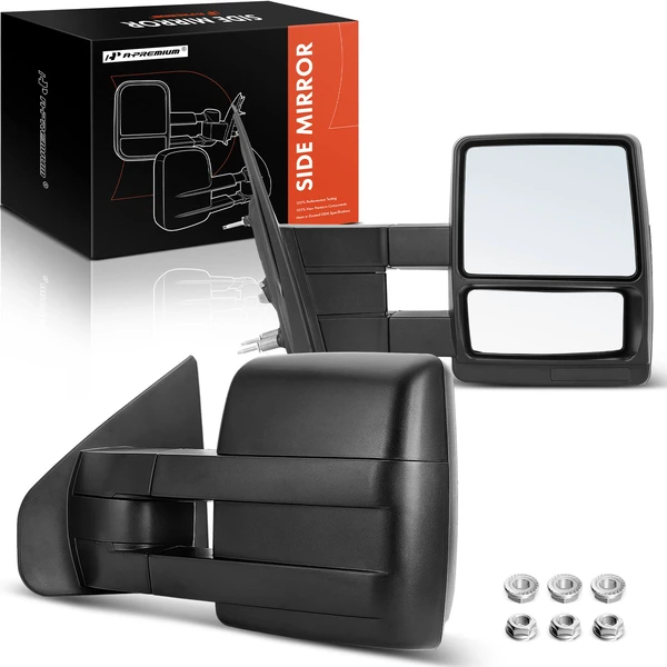 2004-2014 Ford F-150 Driver & Passenger Mirror, Manual 2004-2014 Ford F-150, Textured Black A-Premium APMI460