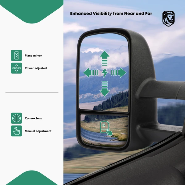 Driver & Passenger Towing Mirror Assembly, Power Adjustment, Manual Folding, Textured Black YHT Auto YHTMI0022