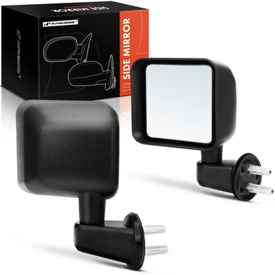 2 Pcs Textured Black Manual Towing Mirror Assembly
