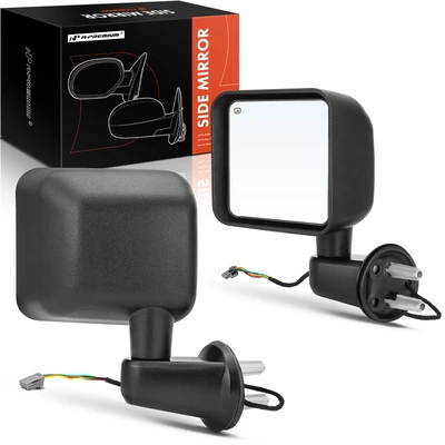 2 Pcs Textured Black Powered Heated Towing Mirror Assembly