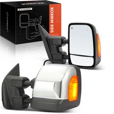 2 Pcs Chrome Powered Heated Towing Mirror Assembly