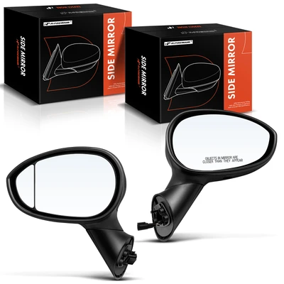 2 Pcs Driver & Passenger Smooth Black Mirror with Heated
