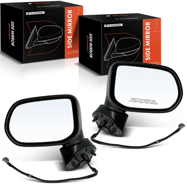 Driver & Passenger Mirror, Power Adjustment, Manual Folding, Smooth Black A-Premium APMI899TW