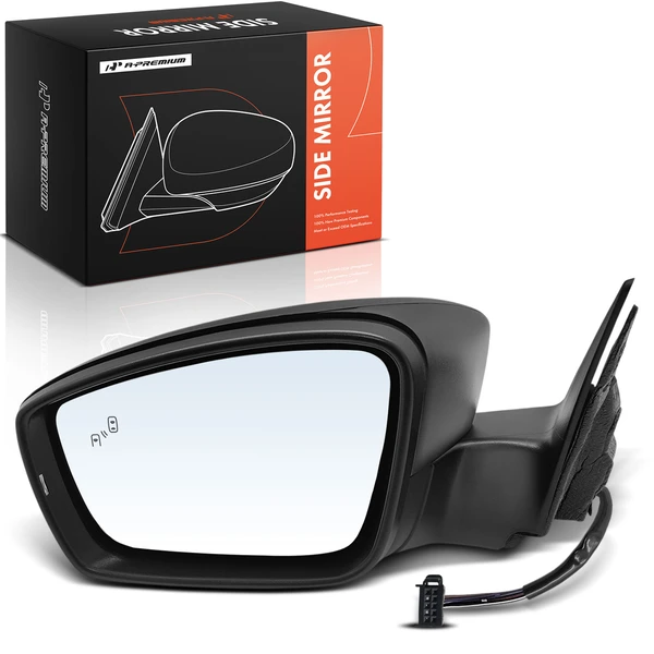 Left Driver Side Mirror Assembly, with Heating, Power Adjustment, Manual Folding, Textured Black A-Premium APMI3281TW