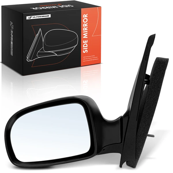 Left Driver Side Mirror Assembly, Manual, Smooth Black A-Premium APMI3284TW