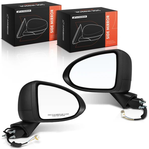 2020-2023 Hyundai Sonata Driver & Passenger Mirror Assembly, with Heating, Power Adjustment, Manual Folding, Smooth Black A-Premium APMI3300TW