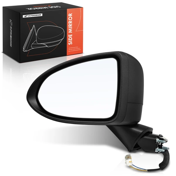 Left Driver Side Mirror Assembly, with Heating, Power Adjustment, Manual Folding, Smooth Black A-Premium APMI3299TW