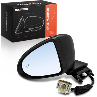 Driver Power Mirror with Manual Fold Heated Smooth Black