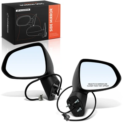 2 Pcs Power Glass Adjust Mirror with Manual Fold Smooth Black