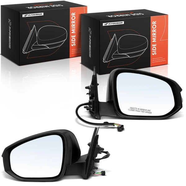 Driver & Passenger Mirror Assembly, Power Adjustment, Manual Folding, Black A-Premium APMI3317TW